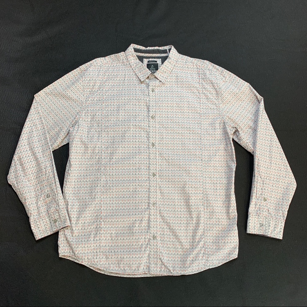 SLIM FIT PrAna Mens size XL Patterned Button Down LONG SLEEVE Shirt